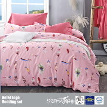 Plume imprimé Housse de couette 100% coton plaine rose ensemble de literie En gros imprimé Princesse Style housse de couette